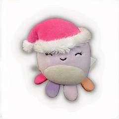 Micromallows Beula Octopus Purple Pink Santa Hat Plush Squishmallows 2.5 inch