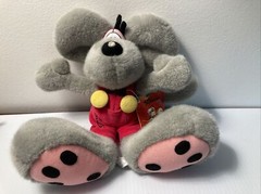 Diddl Mouse by Thomas Goletz German Red Overalls yellow buttons 12” with TAG