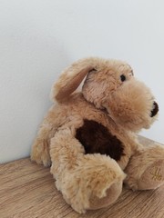 Vintage Harrods Plush Dog – Light Brown/Dark Brown