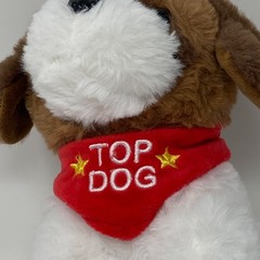 Top Dog 8″ Plush Stuffed Puppy American Greetings Red Bandana White Brown Dog