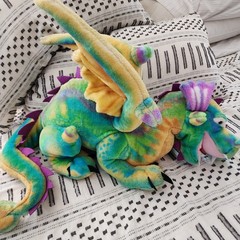 Melissa Doug Jumbo Dragon Plush 33″ Rainbow Multicolor Long Tail Winged Retired