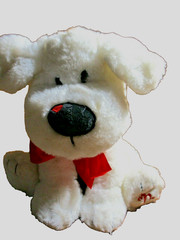 American Greetings White Puppy Dog Plush Stuffed Animal Red Ribbon & Hearts 551