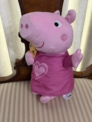 Hasbro Peppa Pig Talking Plush Stuffed Animal Pink Heart Dress Teddy Bear 11 in