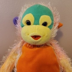 Rainbow Orangutan Monkey Plush Hook Loop Hands Stuffed Animal Stuffy Toy Vintage