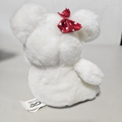 White And Red Hearts Print Teddy Bear Plush 7” Stuffed With Red Heart Jewel