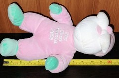 My First 1st Santa 2000 Plush Rattle Baby Pink & Green Stuffed Main Joy Toy Y