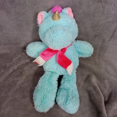 Unicorn Blue Plush Stuffed Animal Gold Horn Animal Adventure Toy Pink Hair/Tail