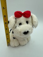 Commonwealth Dalmatian Small 6″ Plush Puppy Dog Rattle Red Bow White Black Spots