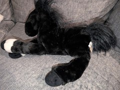 Toys R Us Animal Alley Black Horse Pony Plush (2000) – White Blaze – Retired 14″