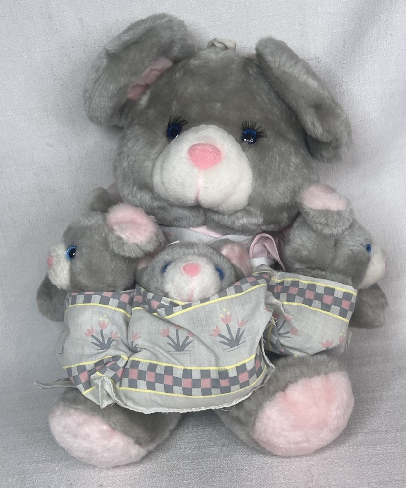 VINTAGE 1989 HOUSE OF LLOYD MAMA MOUSE AND THREE BABIES PLUSH STUFFED ANIMAL