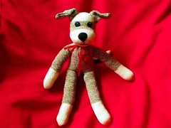 Sock Monkey Puppy Dog Fido the Faithful – Child Safe Felt Eyes Handmade