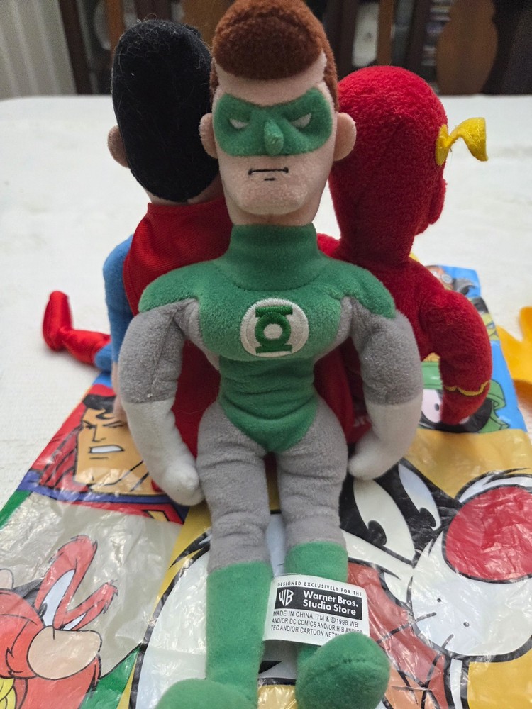 Green Lantern, 1998 Warner Brothers Super Heroes DC Comics 11″ Bean Bag Plush