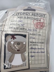 DEDDY BEARS Dolli 12” Rest in Pieces Plush Toy Body Bag Autopsy Report Series 2