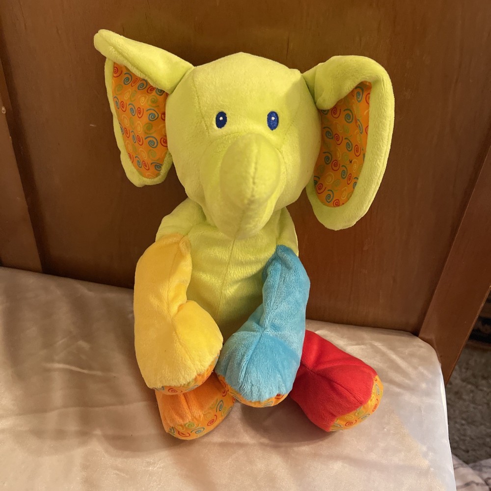 First Impressions Bright Colorful Elephant Plush 11” Stuffed Animal Toy