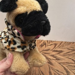 Boxer Pug Puppy Dog Plush with Pink Bow & Leopard Coat 10” Animal Print