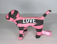Victoria’s Secret PINK Love Dog Plush Pink Black Striped Stuffed Animal