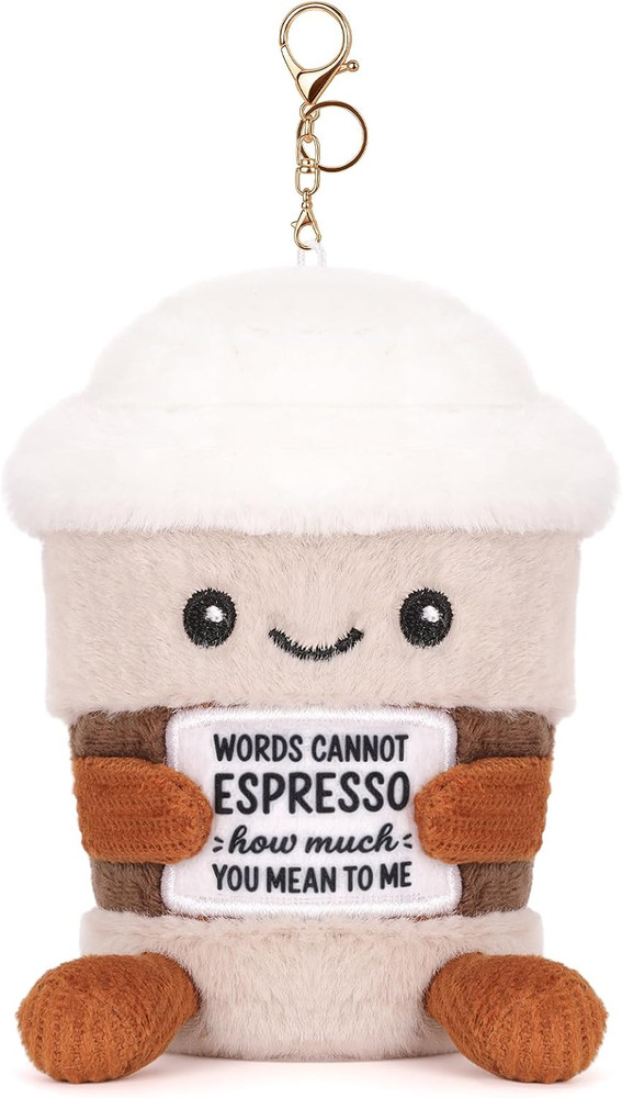 Positive Coffee Plush, 4.3 Inches Espresso Cup Stuffed Toy – Drink Plush