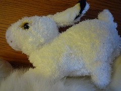 2 Stuffed Plush Easter Bunnies Baby Bunny attached to Mother Bunny 18″ NWOT