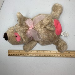 Vintage Chosun Floppy Puppy Dog Tan with Pink Heart Pink Bow 10 inch RARE HTF