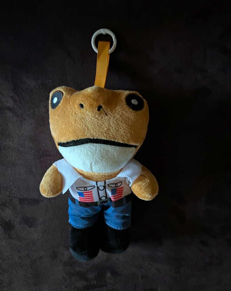 DtMF Sapo Concho Plush Keychain w/ Hanging Loop, Brown/White/Blue (Replica)