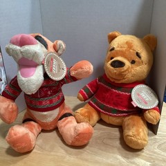 Hallmark 10 Inch Plush Winnie the Pooh & Tigger in Christmas Sweaters NWT