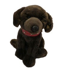 Petting Zoo Chocolate Lab Plush with Red Collar Brown Puppy Dog Animal Lovey Toy