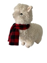 JoAnn Llama Alpaca Cream 10” Plush Red Black Plaid Scarf Dan Dee 2021