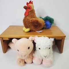 Aurora Flopsie (3) Farm Animals Pig Lamb Sheep Rooster Plush Stuffed Animal Lot