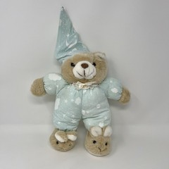 Vtg 1990 House of Lloyd Snuggles Glow Teddy Bear Plush Pajamas Bunny Slipper 13”