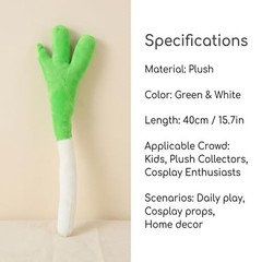 40cm Leek Onion Plush Pillow Soft Vegetable Stuffed Toy Decoration Doll Huggable
