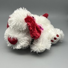 Plush Walmart Dog Floppy Red & White Shaggy Heart Nose 11” Bow Valentine’s Day
