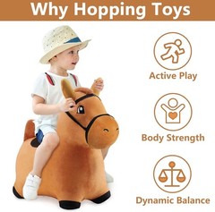 Bouncy Pals Brown Hopping Horse, Toddler Plush Animal Hopper Toy, Kids Inflat…