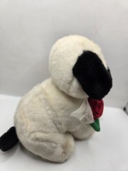 Walmart stores 9” white black Red Rose Puppy Dog Eyes Plush Stuffed Animal Toy