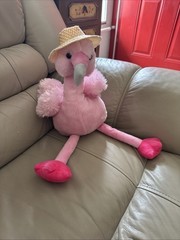 DAN DEE-J.BEAR & FRIENDS-2019-PINK FLAMINGO 12″ STUFFED PLUSH w/HAT & TAGS – NEW