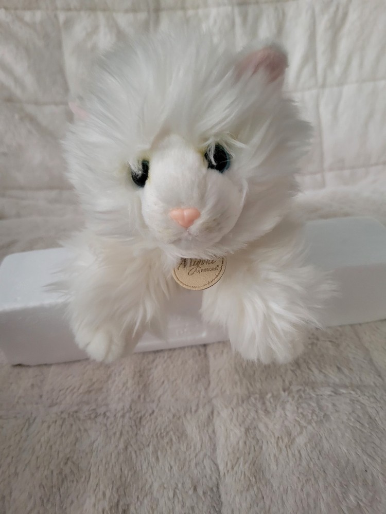 Kitty Cat Miyoni By Aurora White Turkish Angora Cat Kitten 8″ Yellow Eyes Plush