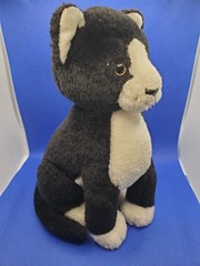Playtive Junior Black & White Sitting Cat Soft Plush Toy 9” Shorthair Preloved