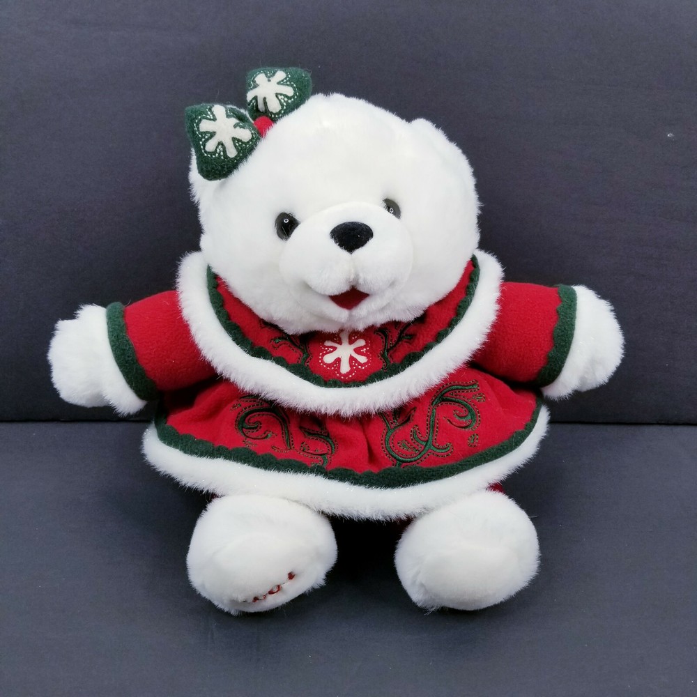 Dan Dee Christmas Bear Plush Stuffed Animal Teddy Toy White Multicolor Dress 12″