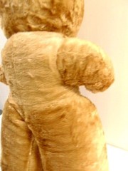 Large vintage stuffed rabbit toy with plastic eyes (30 inches tall)