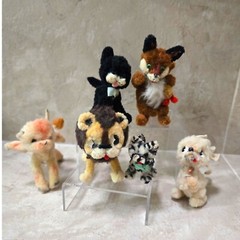 Pocket Vntg Lot 6 Ara Wool Miniatures Lion, Fox, Cow, Cat, Mouse Read Please!