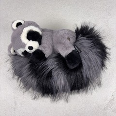 FAO Schwarz Big Tails Raccoon Plush 13″ Soft Stuffed Animal Toy Sleeping Napping