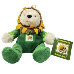 USPS Sunflower Stamp Plush White Bear USA 39 Cent with Tags 2006
