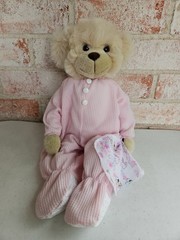 Happiness Express Club Snoozems Bear Pink Pajamas 1995 Plush Stuffed Animal