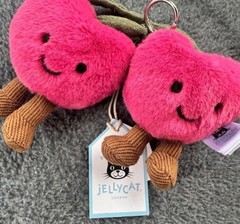 Jellycat Amuseables Cherries Bag Charm Key Chain Plush Cute Gift New with Tags