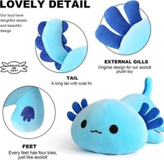 Axolotl Plush Cute 13 inch Stuffed Animal Soft Blue Pillow Kawaii Plush Toy G…