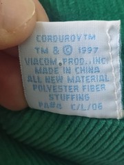 1997 Vintage Corduroy Bear Green Overalls Plush Toy Eden Toys w/ original tags
