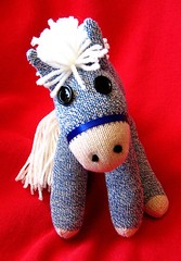 Sock Horse White Maned Blue Customizable Handmade