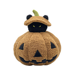 Peek A Boo Cat Plush 13″ Pumpkin Black Cat Halloween Cushion Pillow Doll