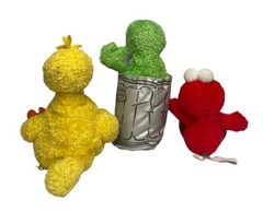 Sesame Street Plush Lot of 3 Stuffed Plush Toys Oscar Big Bird Elmo 9-13″