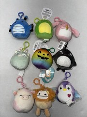 Mixed Lot Of 9 Original Squishmallows 3.5″ Clip-on Keychains Plush NWT Jazwares
