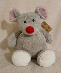 Vintage 2004 Michael’s Gray Mouse Rat Stuffed Animal Plush 12″ Red Nose Tag
